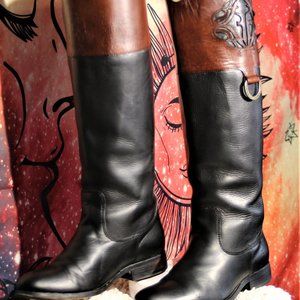 Frye Women's Equestrian 7B Melissa Logo Tall Leather Riding Boots 3476436